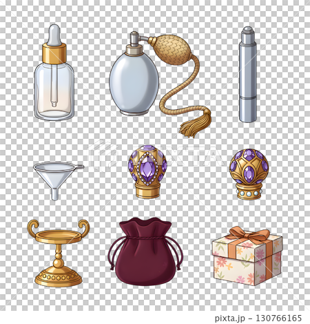 Set of Perfume Bottles cartoon illustration design 130766165