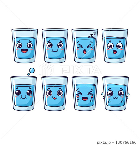 Set of glass cartoon illustration design 130766166