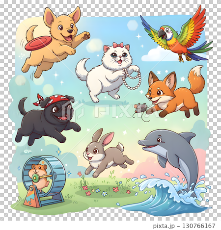 Set of dog cartoon illustration design 130766167