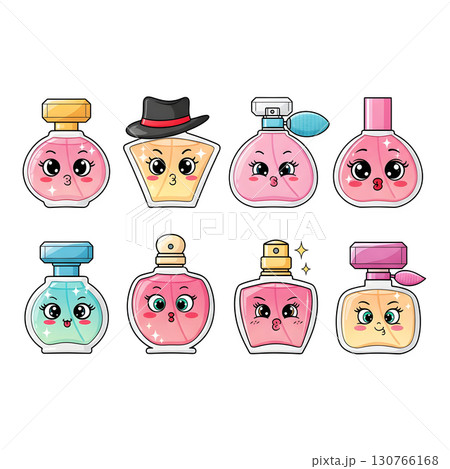 Set of Perfume Bottles cartoon illustration design 130766168