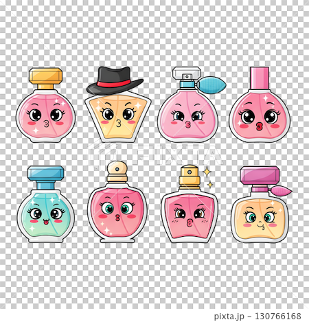 Set of Perfume Bottles cartoon illustration design 130766168