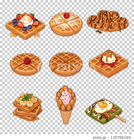 waffles set. Cartoon illustration design 130766169