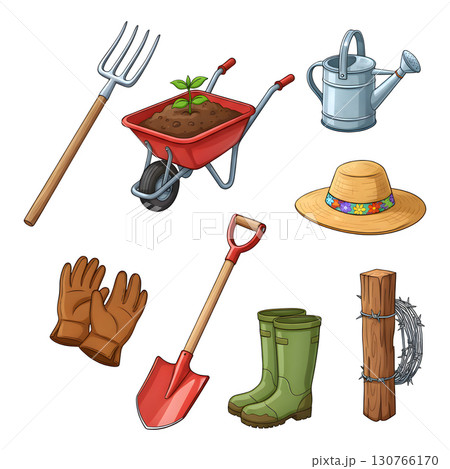 Set of garden equipment illustration 130766170