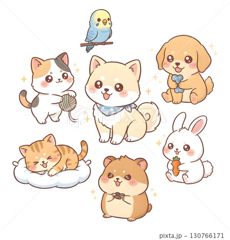 Set of dog cartoon illustration design 130766171