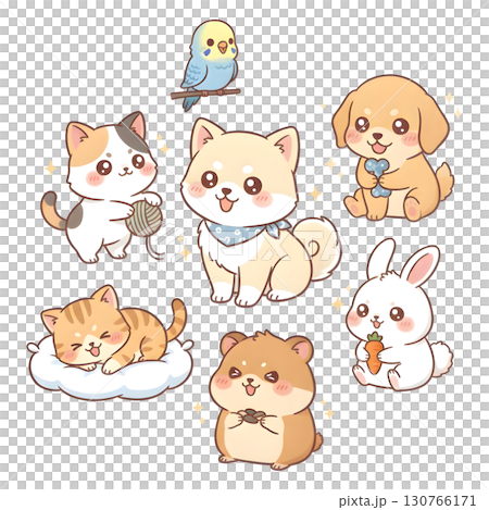 Set of dog cartoon illustration design 130766171