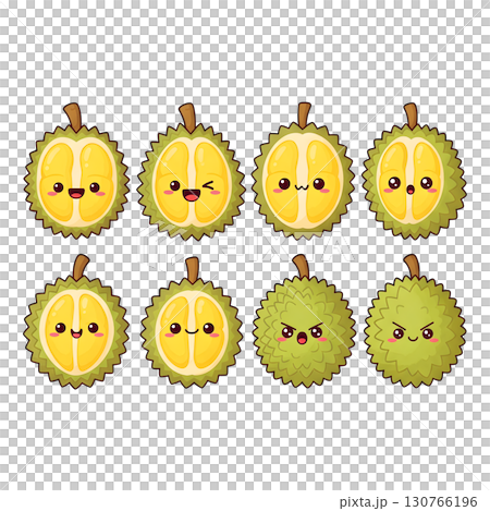 Set of durian fruit cartoon illustration 130766196