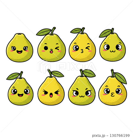 Set of pomelo fruit cartoon illustration Set of pomelo fruit cartoon illustration 130766199