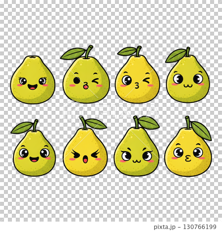Set of pomelo fruit cartoon illustration Set of pomelo fruit cartoon illustration 130766199