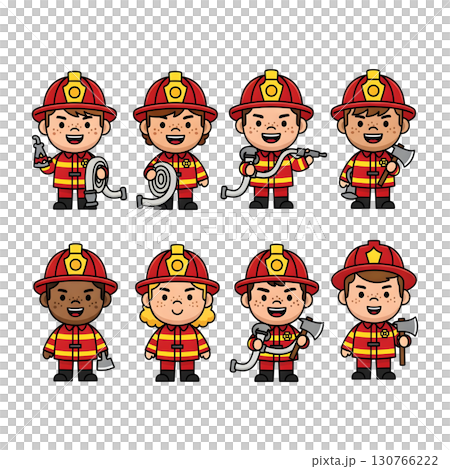 Set of Firefighter character llustration 130766222