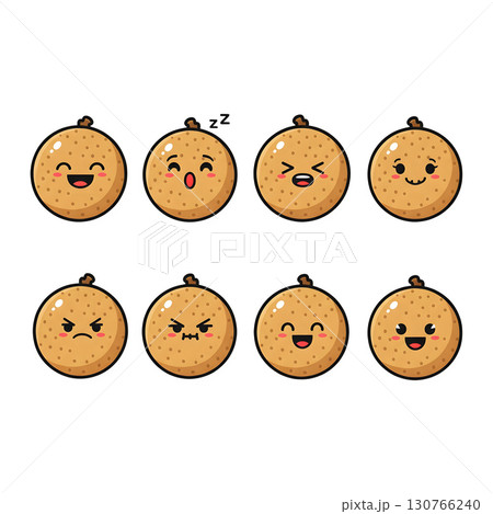 Set of longan fruit cartoon illustration Set of longan fruit cartoon illustration 130766240