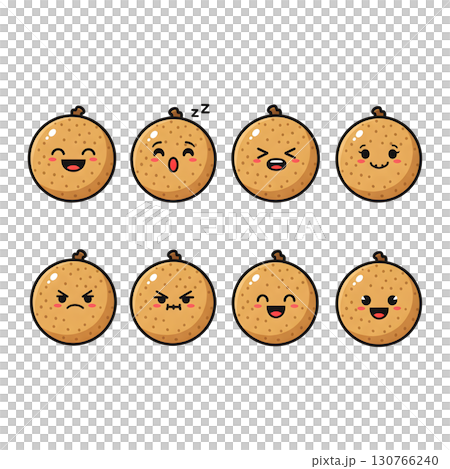 Set of longan fruit cartoon illustration Set of longan fruit cartoon illustration 130766240