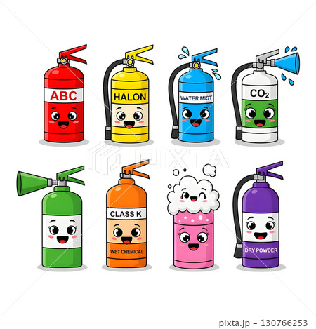 Set of Firefighter character llustration 130766253