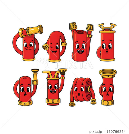 Set of Firefighter character llustration 130766254
