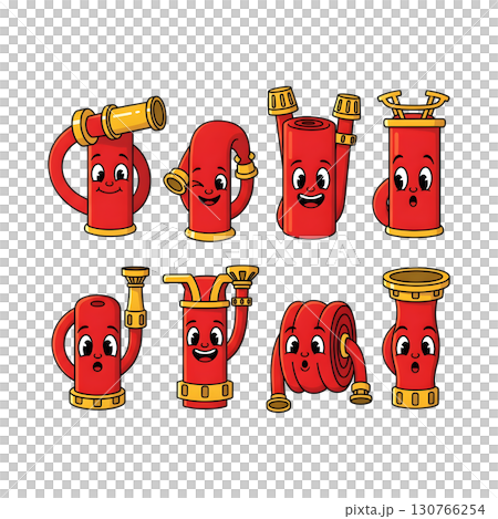 Set of Firefighter character llustration 130766254