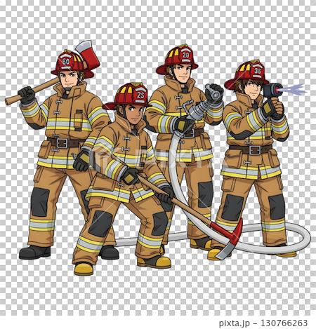 Set of Firefighter character llustration 130766263