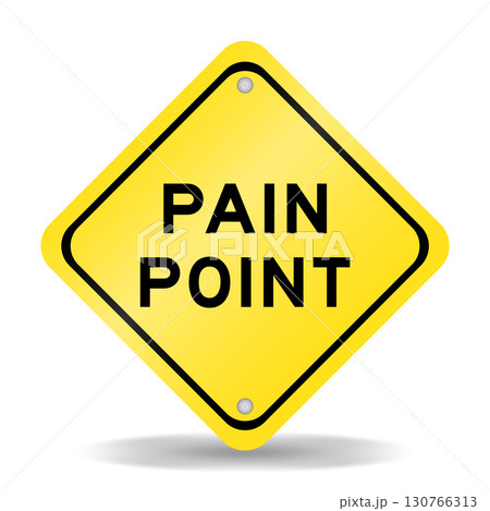 Yellow color transportation sign with word pain point on white background 130766313