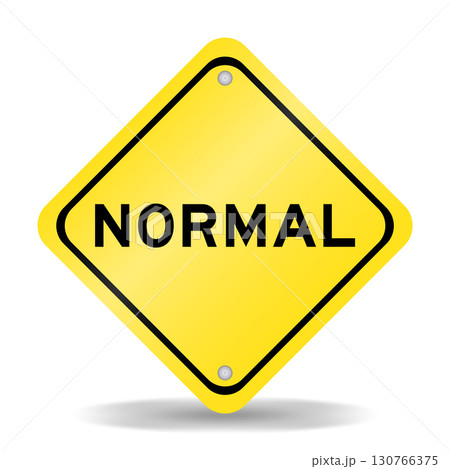 Yellow color transportation sign with word normal on white background 130766375