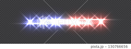 Police or ambulance car siren flare lights on transparent background. Blue and red emergency lamps in darkness. Realistic patrol vehicle flashers vector illustration Police or ambulance car siren flare lights on transparent background. Blue and red emergency lamps in darkness. Realistic patrol vehicle flashers vector illustration 130766656