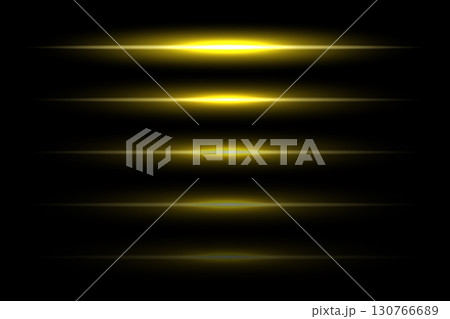 Neon light laser golden lines with flash effect. Yellow abstract night electric beams, fluorescent led light rays. Modern futuristic vector collection isolated on black background Neon light laser golden lines with flash effect. Yellow abstract night electric beams, fluorescent led light rays. Modern futuristic vector collection isolated on black background 130766689