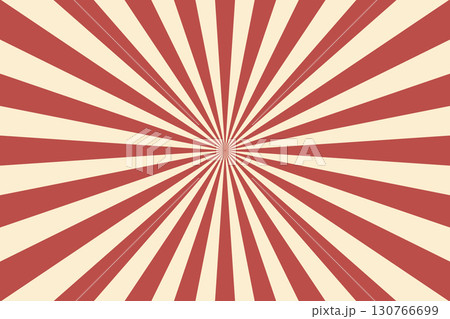 Circus background of spiral red beige rays vector illustration. Vintage radial pattern with sunbeams or starburst strip. Circus, carnival, summer fair or chapiteau backdrop 130766699