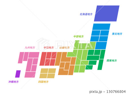 日本地図のベクターイラスト 130766804
