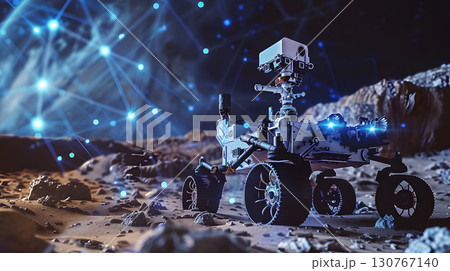 AI-powered exploration rover on a distant planet 130767140