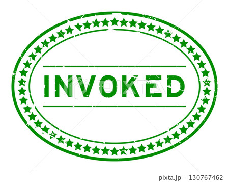 Grunge green invoked word oval rubber seal stamp on white background 130767462
