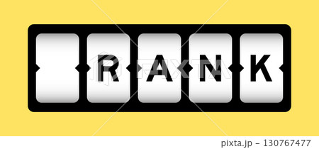 Black color in word rank on slot banner with yellow color background 130767477