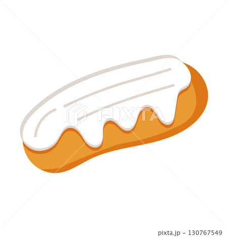 Sweet eclair with white icing dessert illustration Sweet eclair with white icing dessert illustration 130767549
