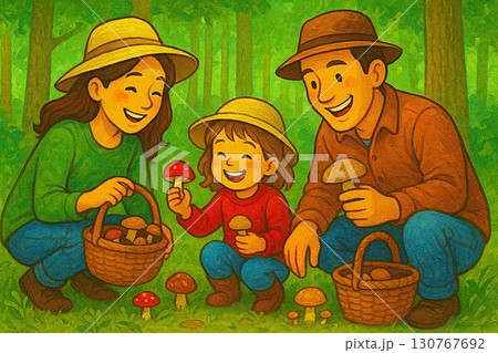 収穫をする農家の親子 収穫をする農家の親子 130767692