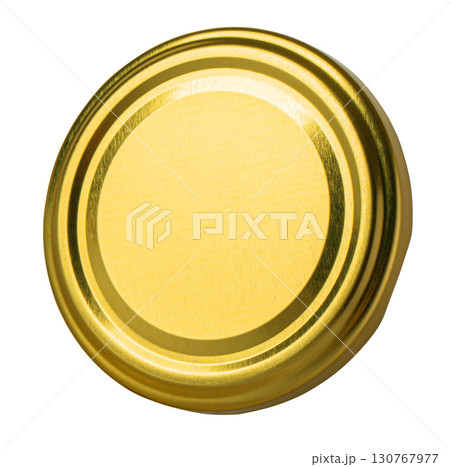 Golden twist-off lid isolated on transparent background: preserving freshness and flavor Golden twist-off lid isolated on transparent background: preserving freshness and flavor 130767977