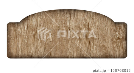 Empty wooden sign with rounded edges on transparent background 130768013