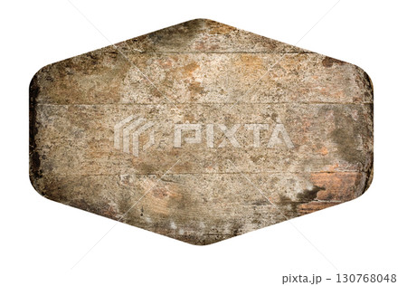 Old wooden sign with transparent background showing wood grain and texture 130768048