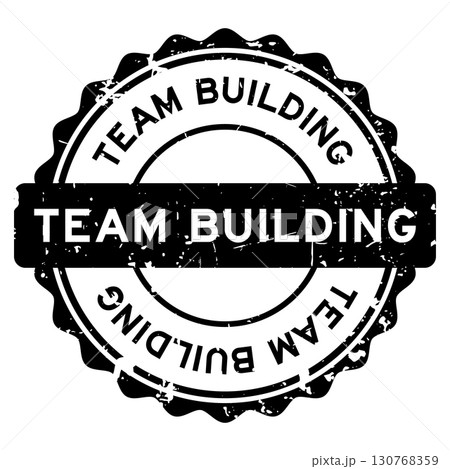 Grunge black team building word round seal stamp on white background 130768359