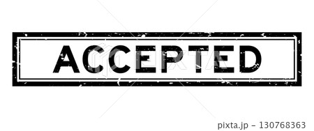 Grunge black accepted word square rubber seal stamp on white bacckground 130768363