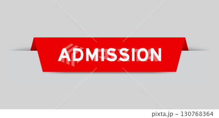 Red color inserted label with word admission on gray background 130768364