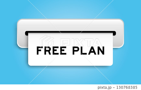 White coupon banner with word free plan from machine on blue color background White coupon banner with word free plan from machine on blue color background 130768385