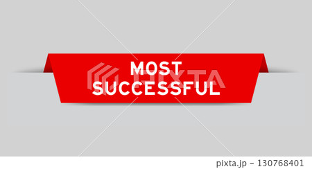 Red color inserted label with word most successful on gray background Red color inserted label with word most successful on gray background 130768401