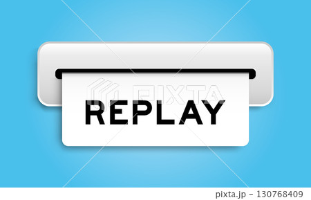White coupon banner with word replay from machine on blue color background White coupon banner with word replay from machine on blue color background 130768409