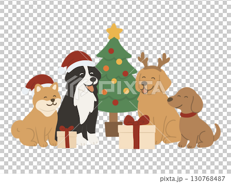Dogs having a Christmas party 130768487