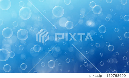 青いグラデーションと気泡 130768490