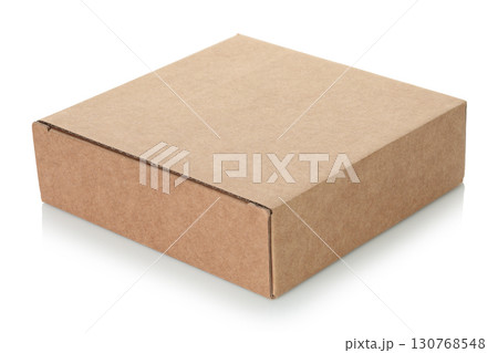 Thin kraft cardboard box, isolated on transparent background. Minimal, eco-friendly packaging concept, versatile for storage, gifts, shipping, and product presentation Thin kraft cardboard box, isolated on transparent background. Minimal, eco-friendly packaging concept, versatile for storage, gifts, shipping, and product presentation 130768548