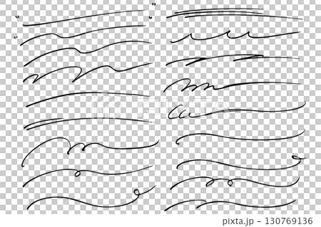 Hand drawn lines under letters Underline set Vector 130769136