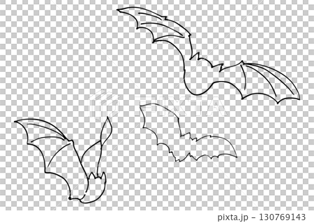 ハロウィンこうもりの線画イラスト素材 ベクター 130769143
