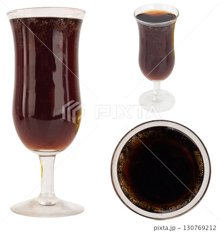 Cola in Wine Glass Minimalist Studio Shot on white background 130769212