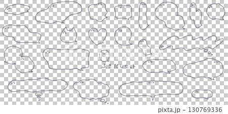 Loose ghost doodle speech bubble line drawing set 130769336