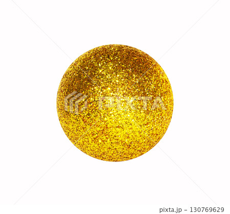 Golden Christmas ball isolated on white background 130769629