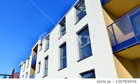 Modern elements in contemporary architecture. Architectural details of a modern apartment building. Modern elements in contemporary architecture. Architectural details of a modern apartment building. 130769856