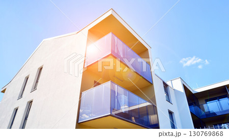 Modern elements in contemporary architecture. Architectural details of a modern apartment building. Modern elements in contemporary architecture. Architectural details of a modern apartment building. 130769868