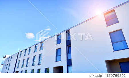 Modern elements in contemporary  architecture. Architectural details of a modern apartment building. 130769892